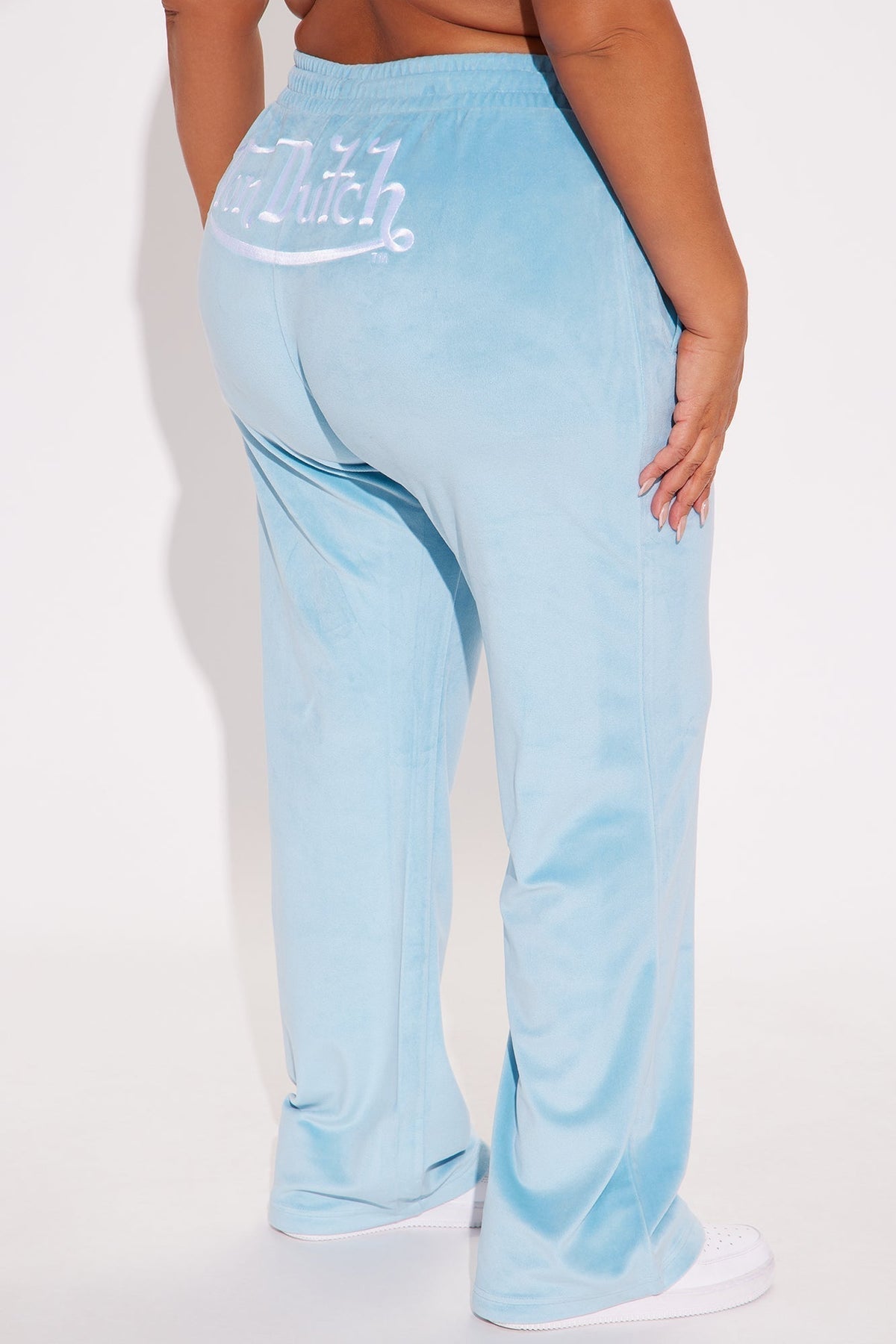 Von Dutch Velour Wide Leg Pant - Blue