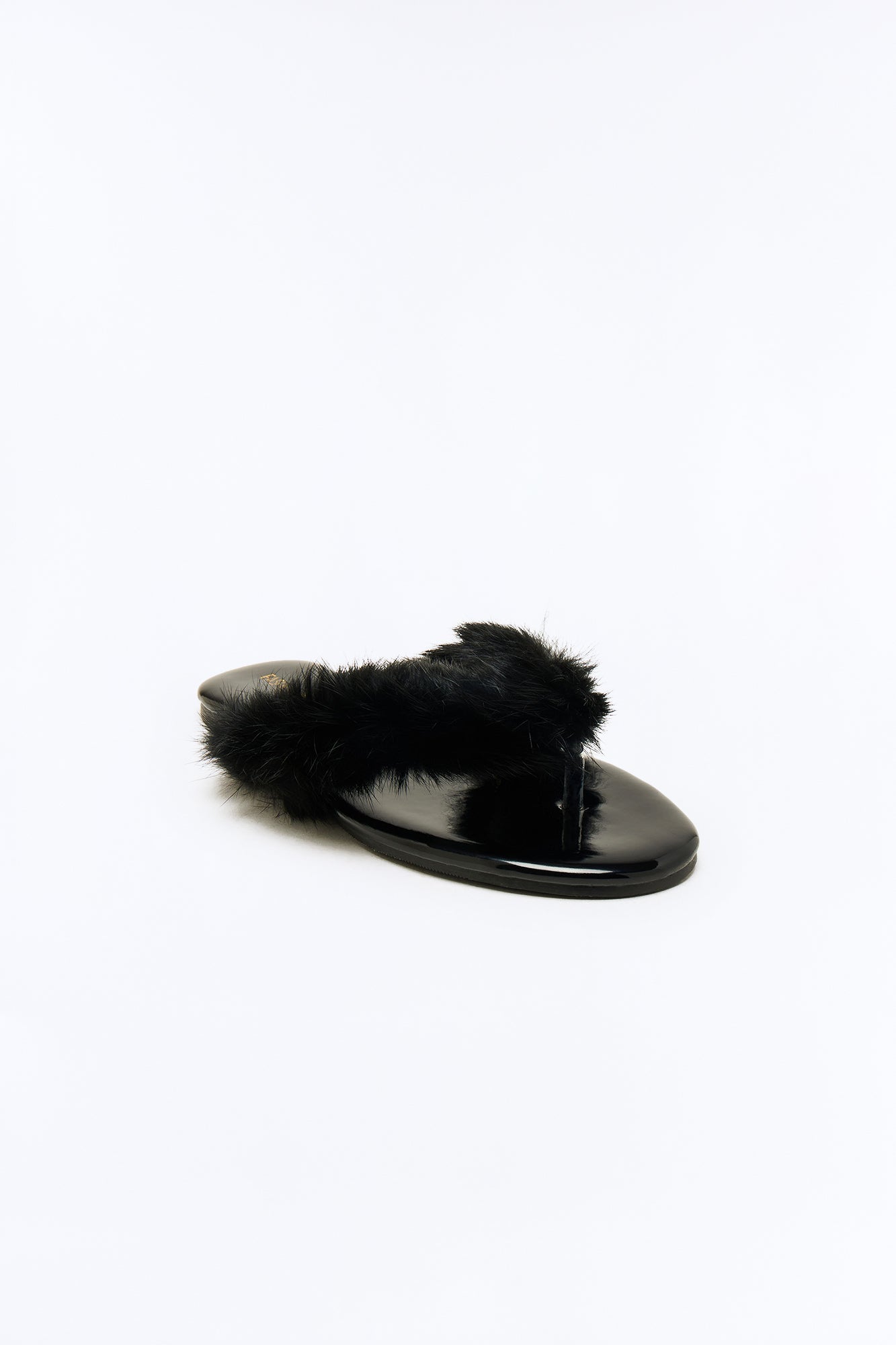 Amory Faux Fur Flip Flops - Black