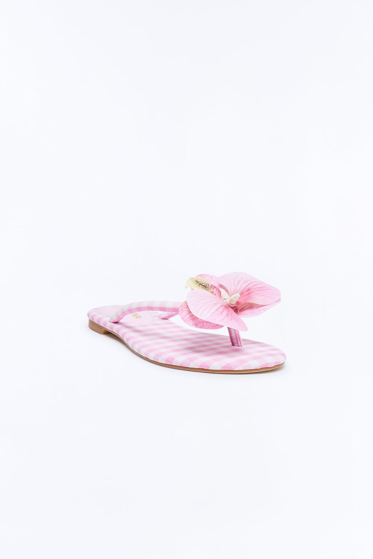 Ashbie Flower Gingham Flip Flops - Pink