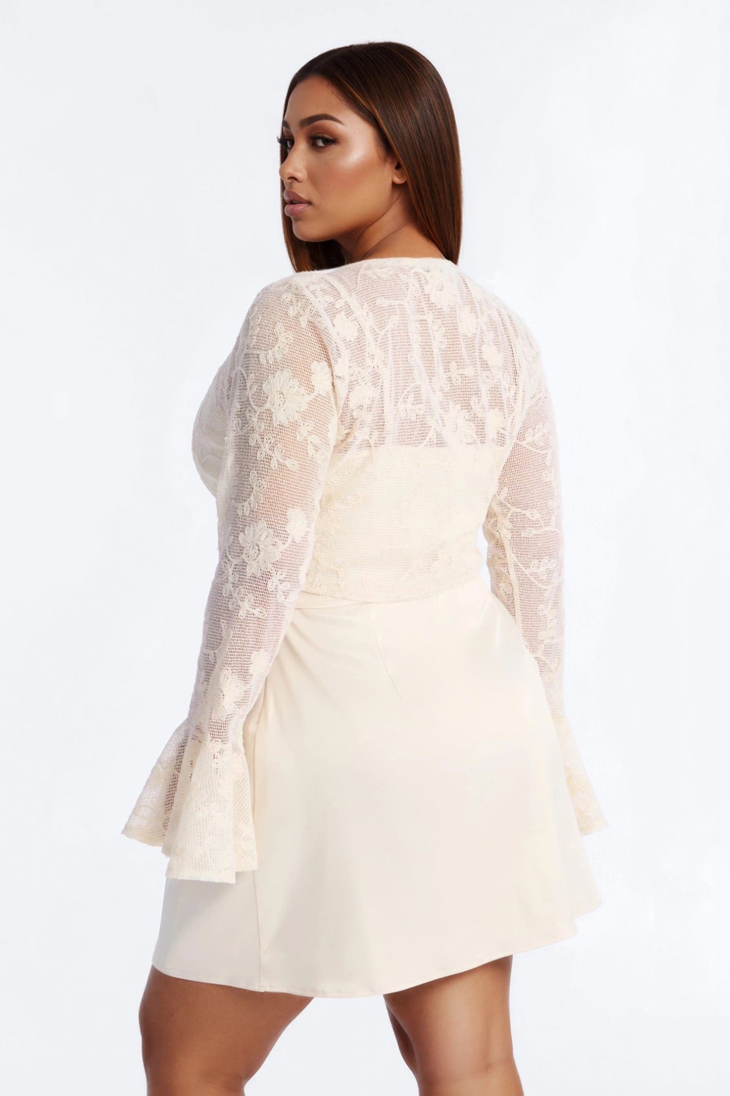 Wren Lace Mini Dress Set - Cream