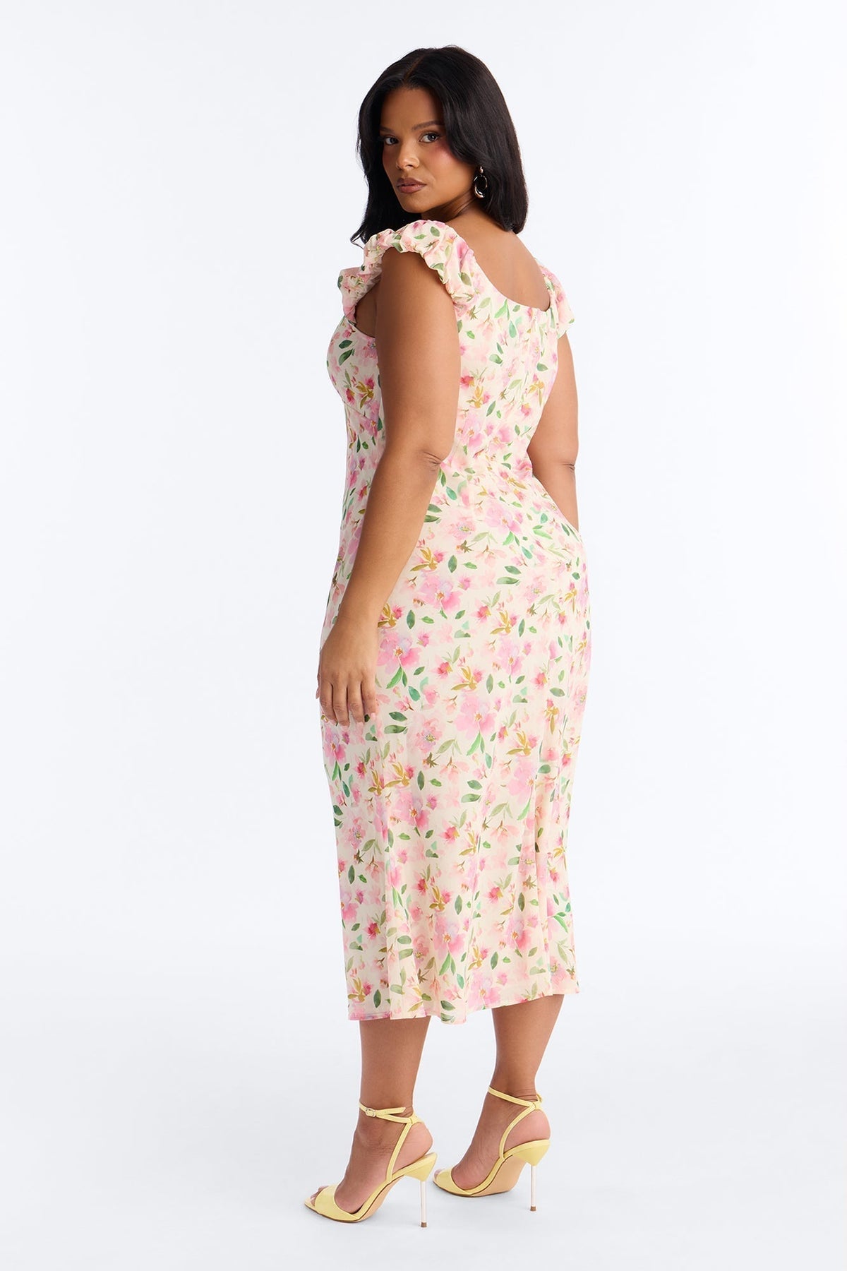 Christie Floral Midi Dress - Pink/combo