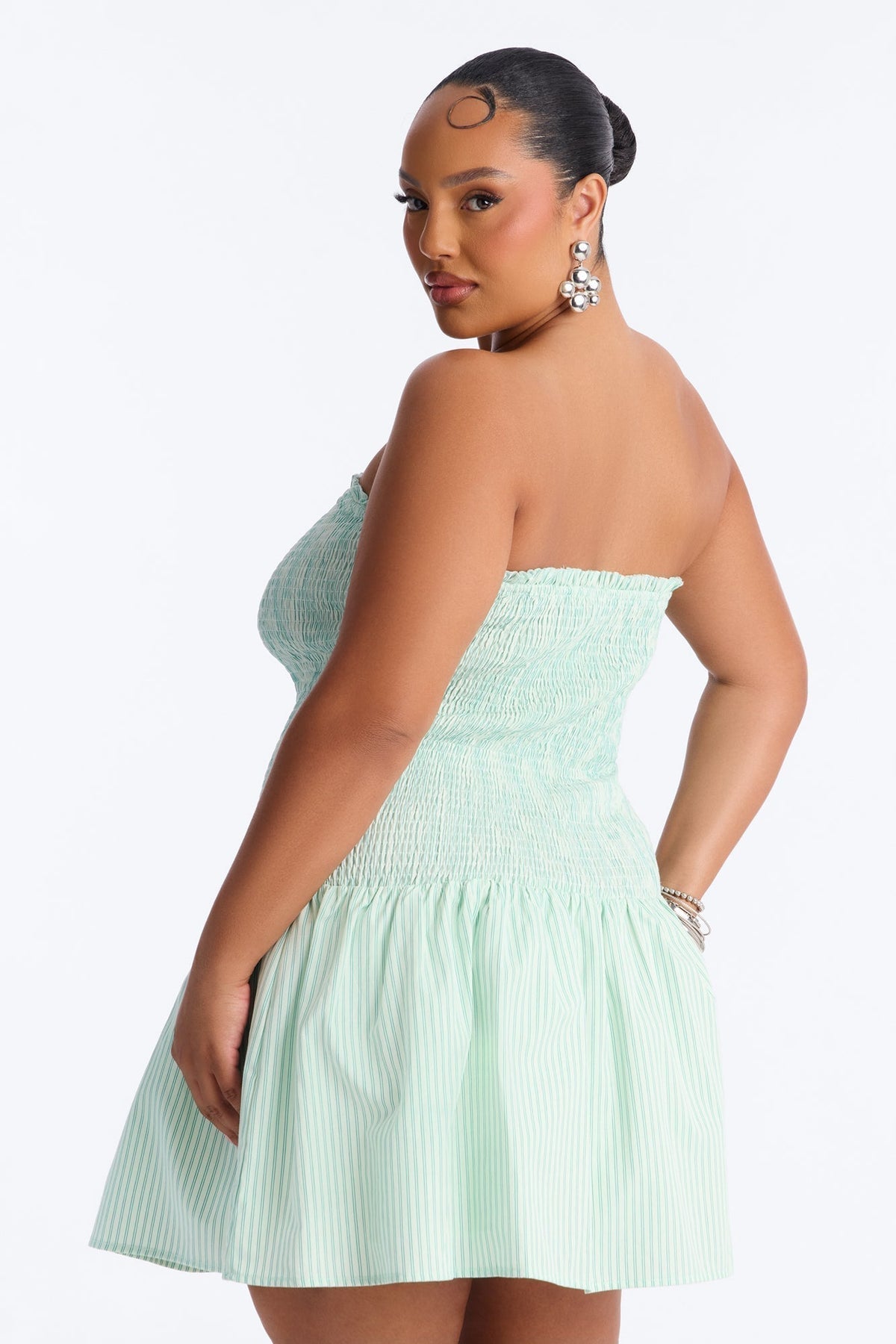 Sophia Smocked Twill Mini Dress - Mint