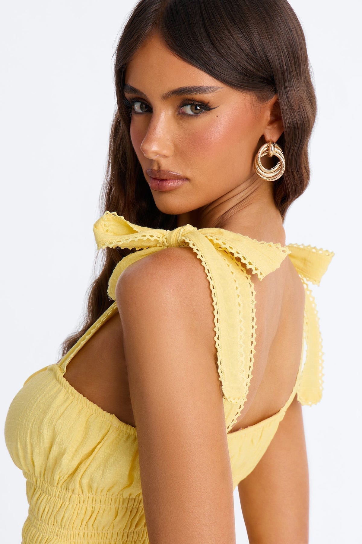 Greta Poplin Midi Dress - Yellow