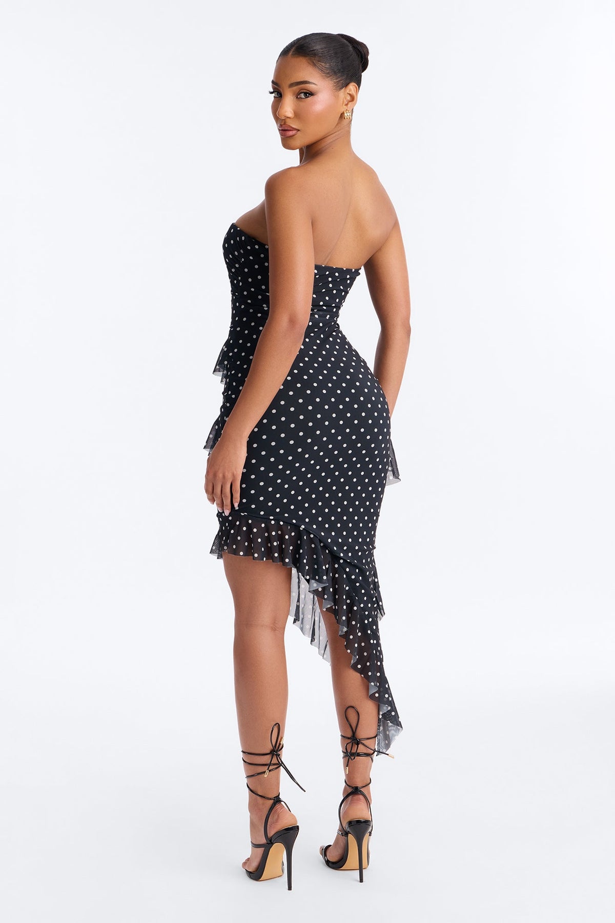 Presley Strapless Mesh Mini Dress - Black/White