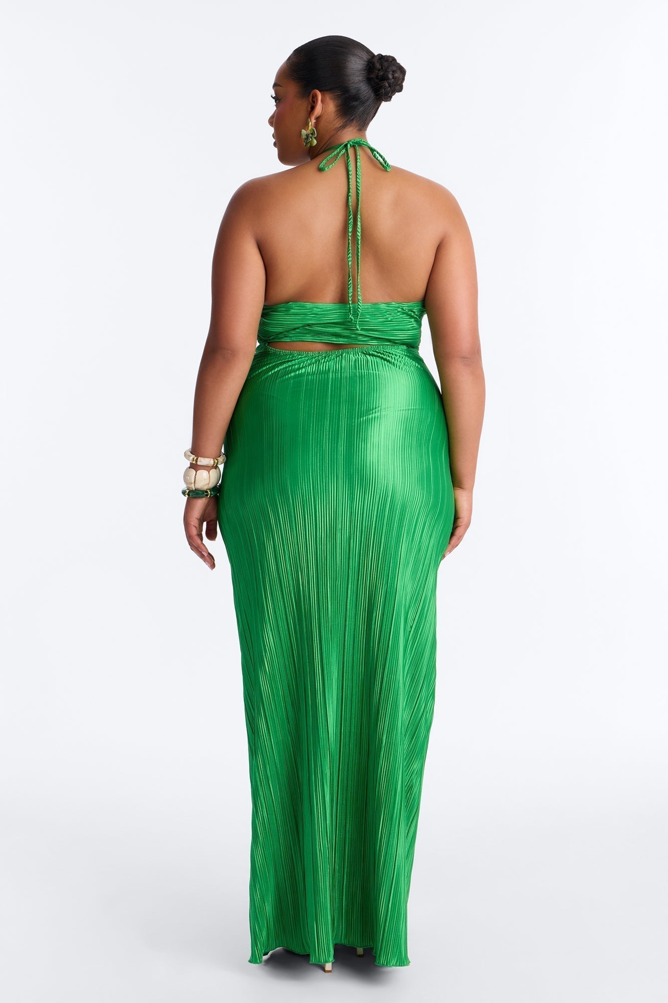 Paradise Glow Plisse Maxi Dress - Lime