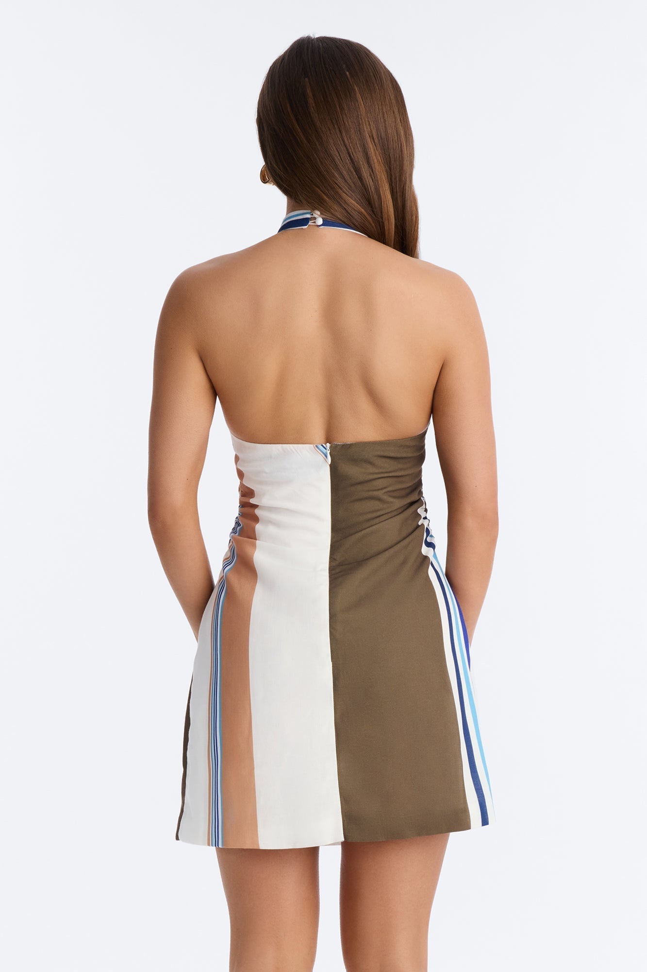 Zani Abstract Ruched Mini Dress - Ivory/combo