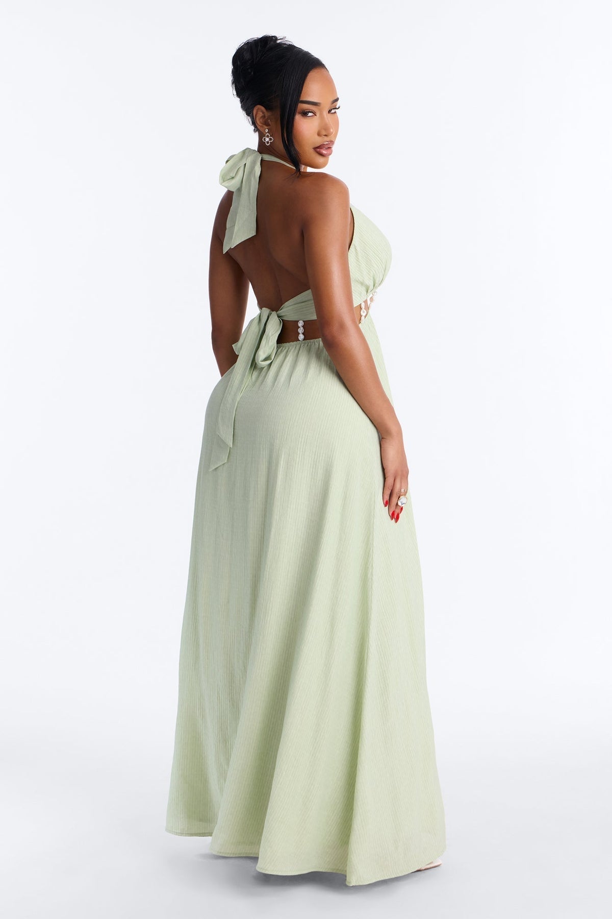 Summer Glowing Pearl Maxi Dress - Sage