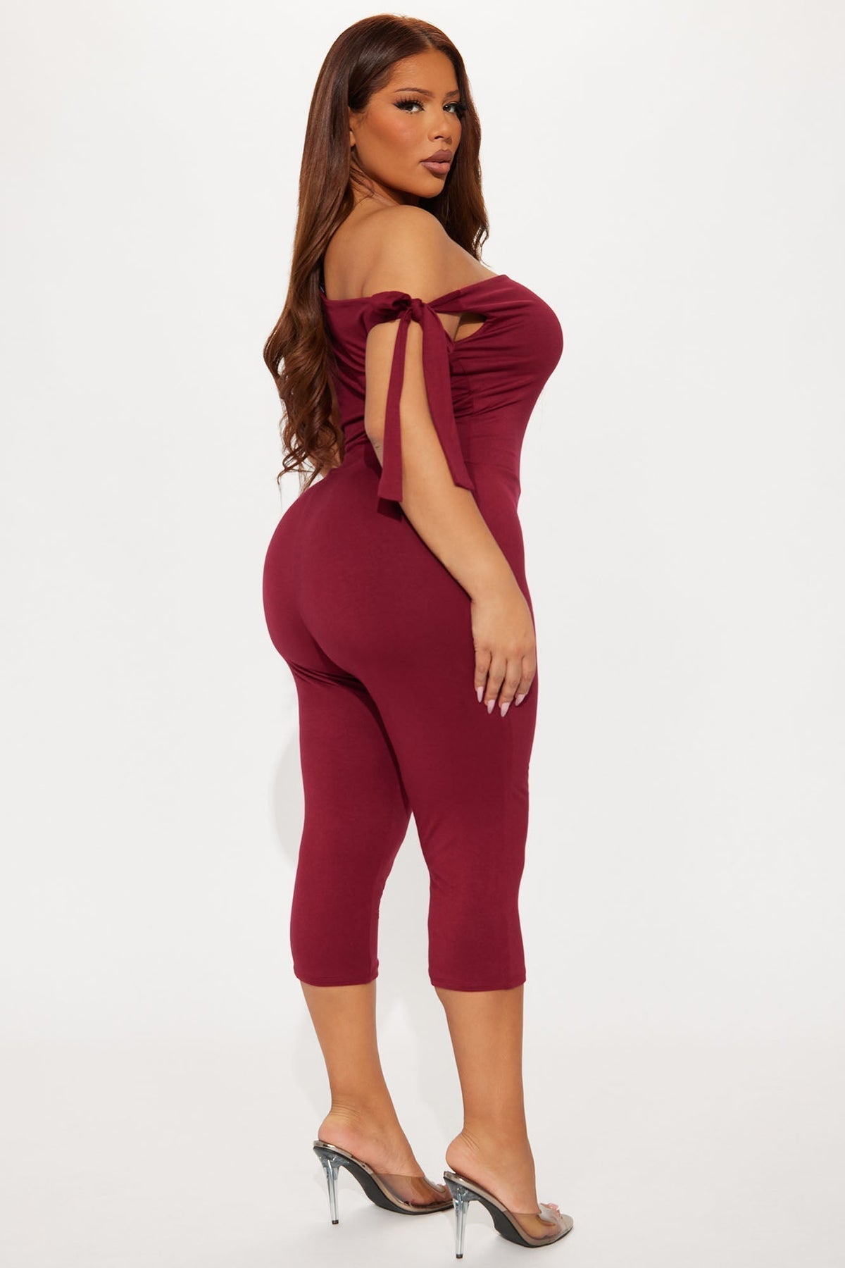 Sweet Like Candy Capri Jumpsuit - Burgundy