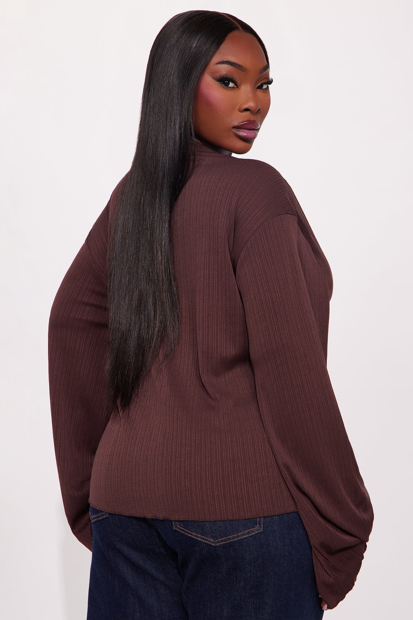 Sunset Cruise Long Sleeve Flyaway Top - Brown