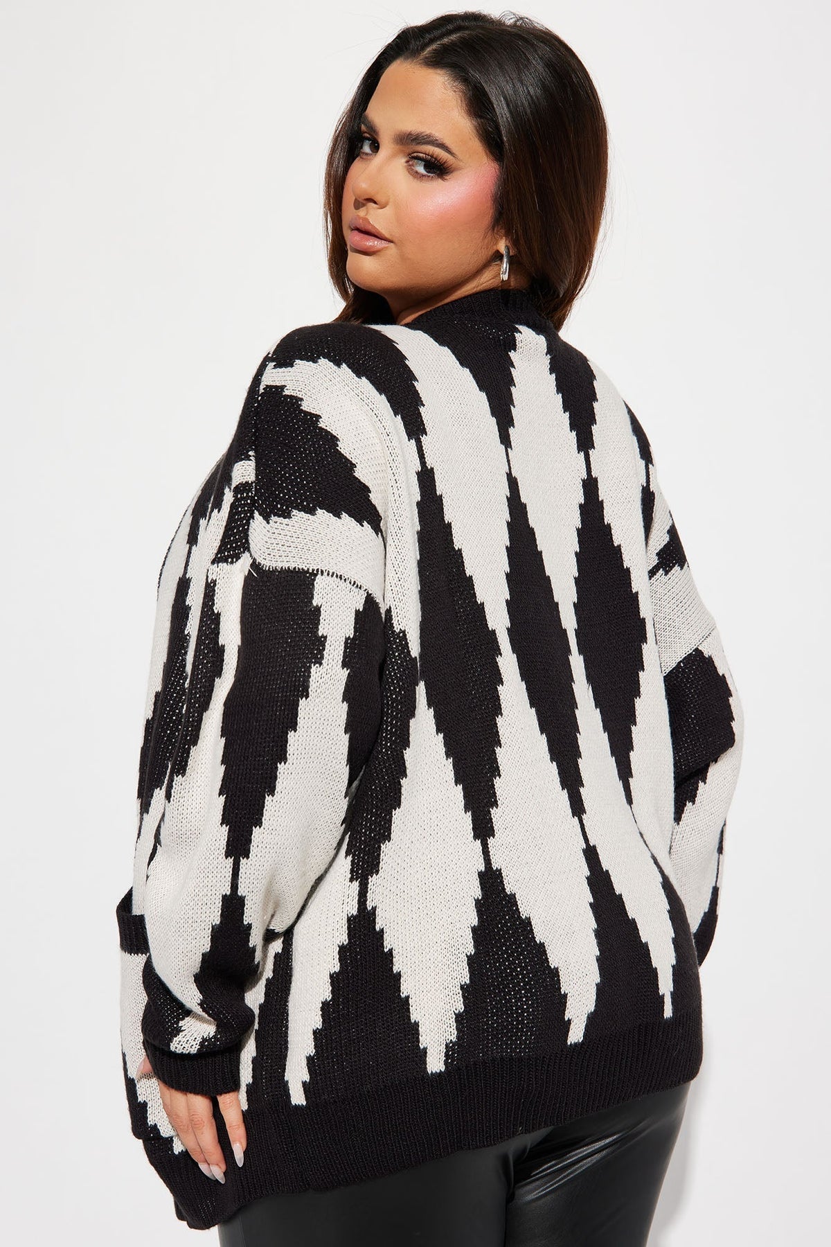 Masquerade Diamond Jacquard Cardigan - Black/combo