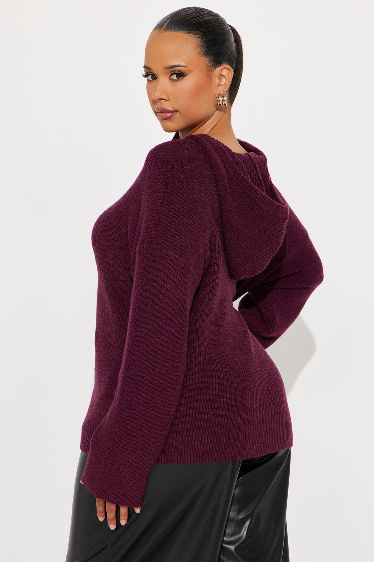 The Coziest Hooded Sweater - Plum