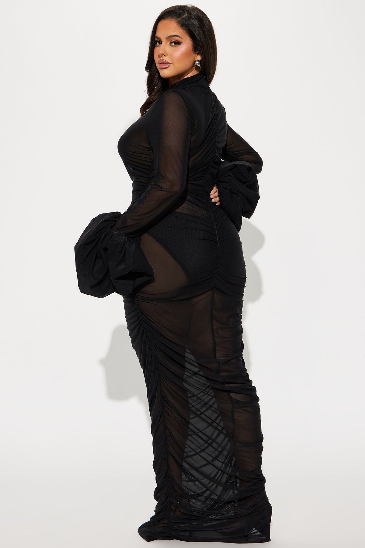 Mila Sheer Maxi Dress - Black