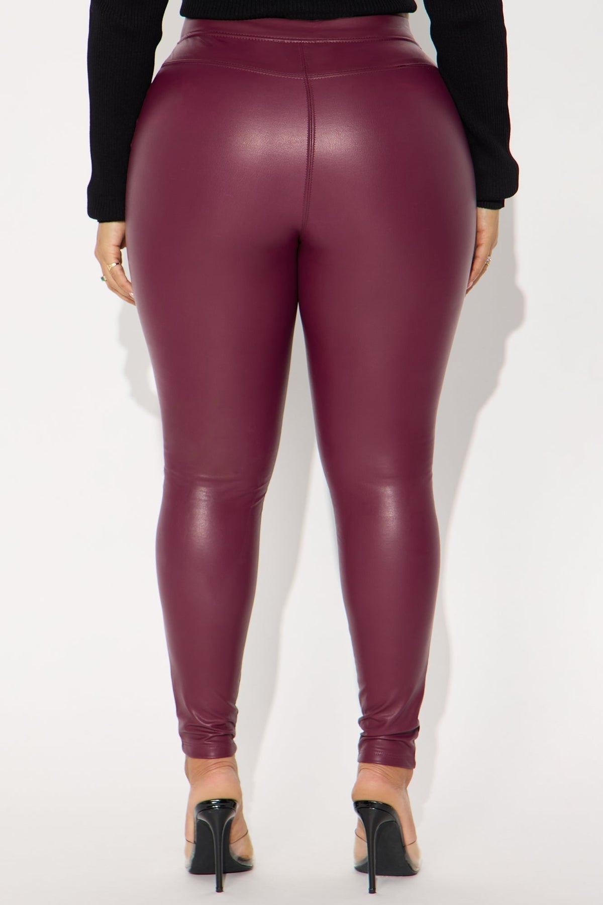 Watch Me Walk Away High Rise Faux Leather Legging - Burgundy