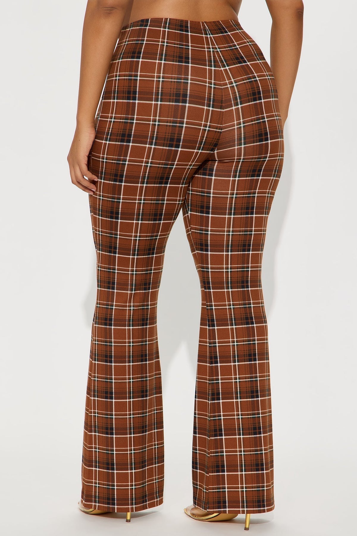 Anastasia Plaid Flare Pant - Brown/combo