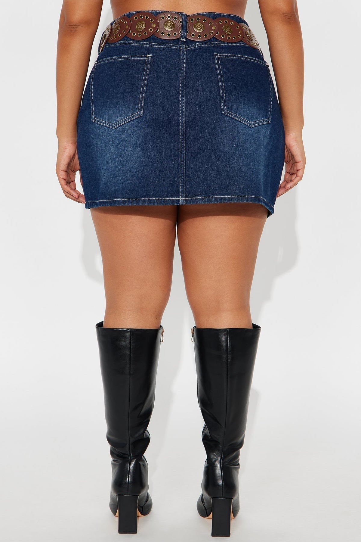 Darcy Belted Denim Mini Skirt - Dark Wash