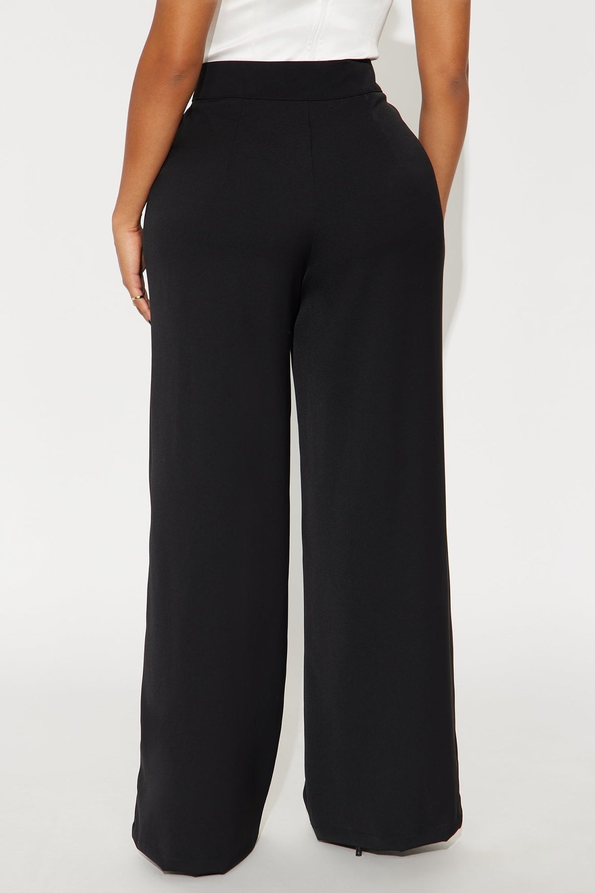 Candice Pleated Wide Leg Trouser Pant 33″ - Black
