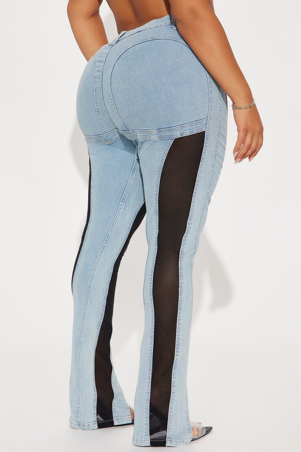 Switching Gears Stretch Split Hem Bootcut Jeans - Light Wash