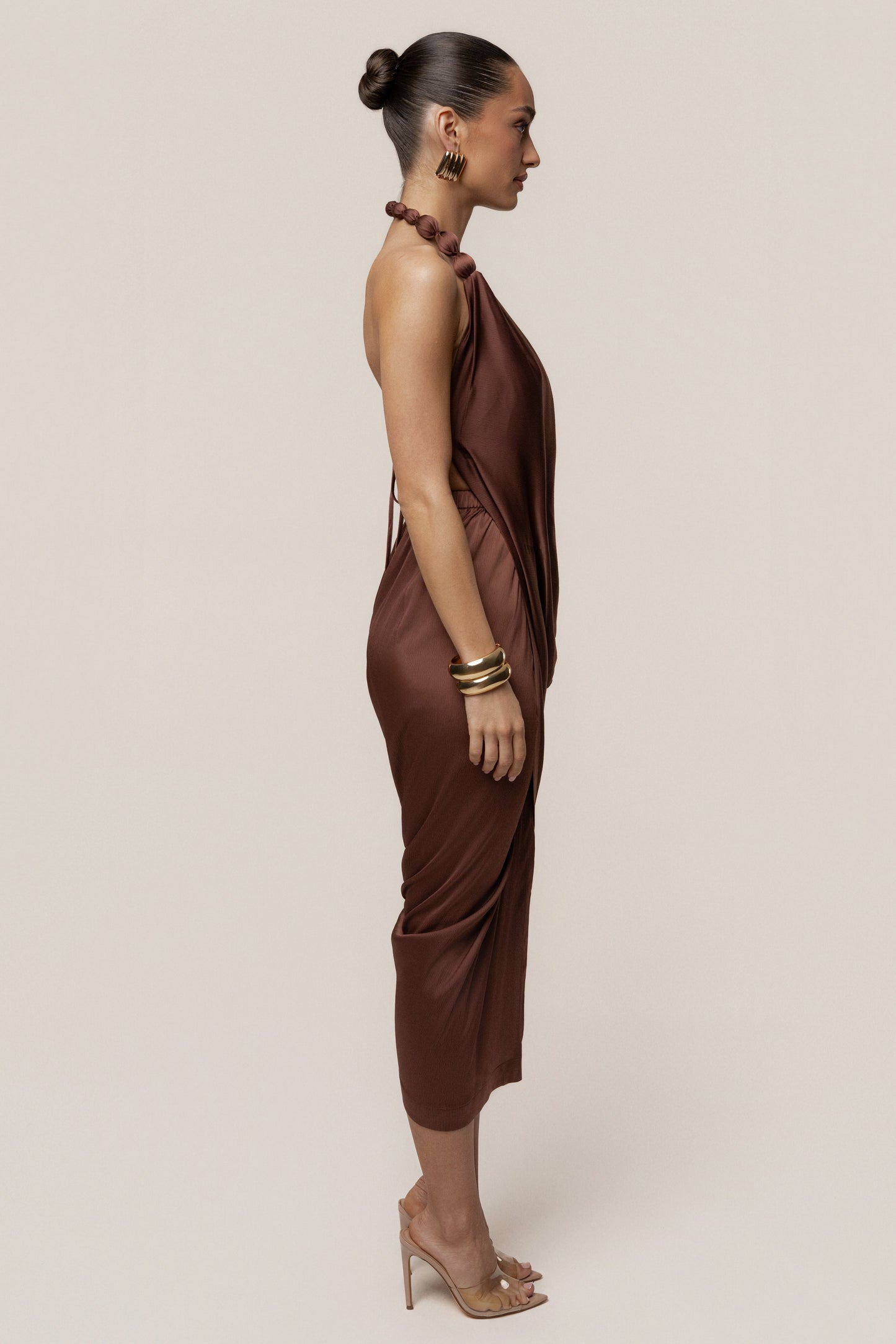 Brown Dolce Drape Dress