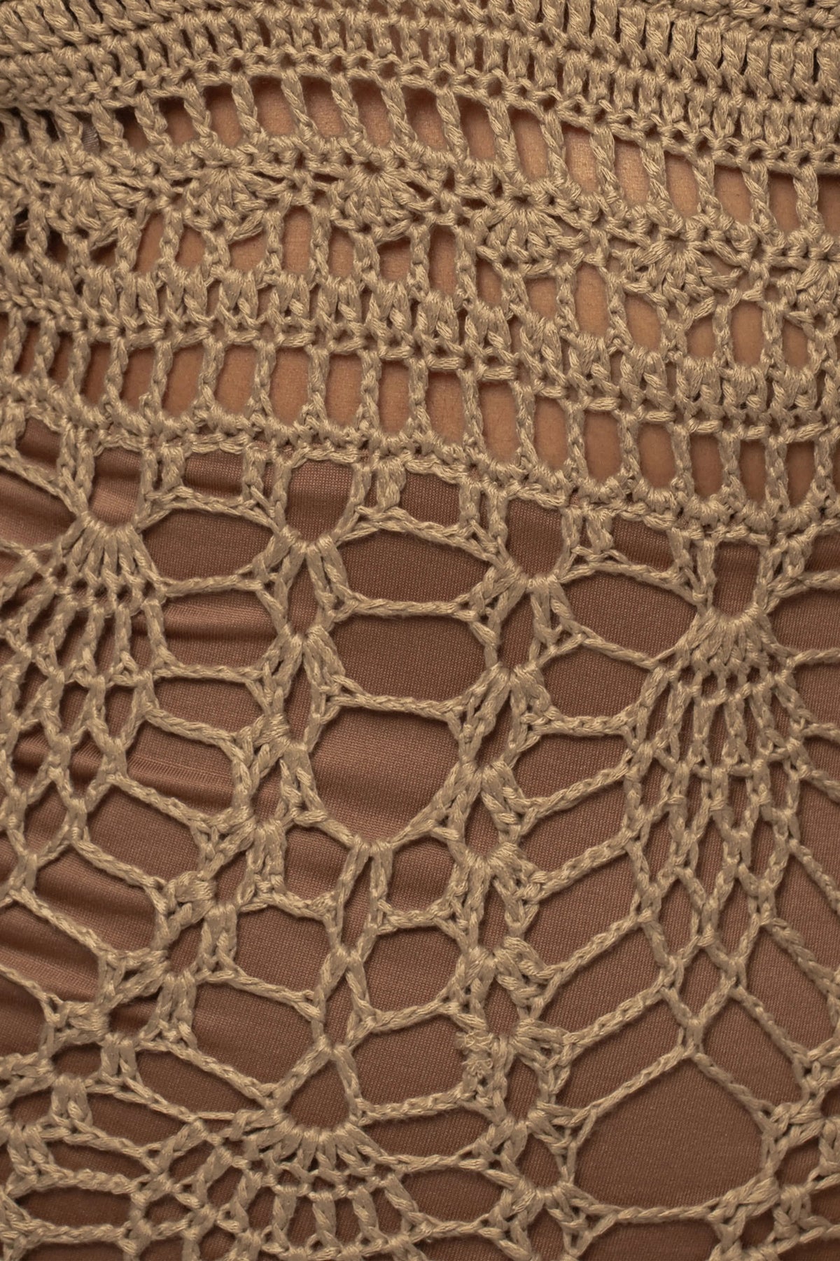Mocha Great Escape Crochet Maxi Dress