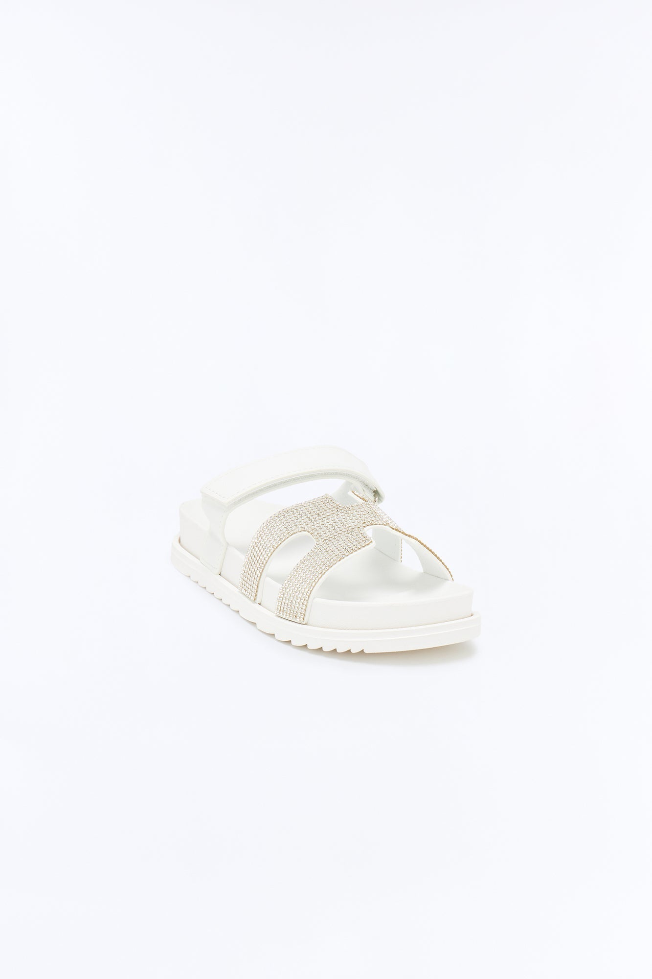 As I Go Embellished Casual Slides - White