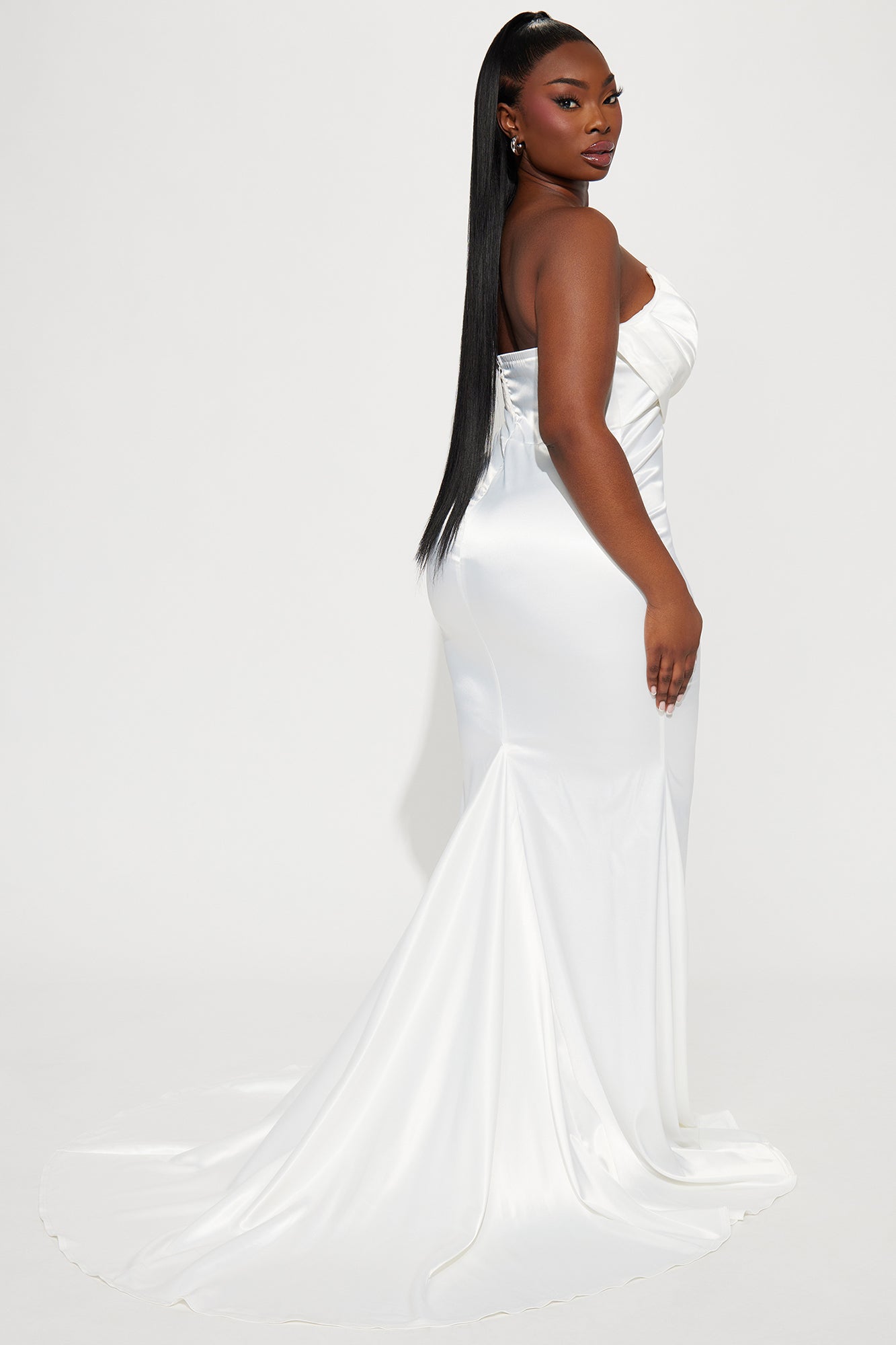 Naomi Satin Maxi Gown - White