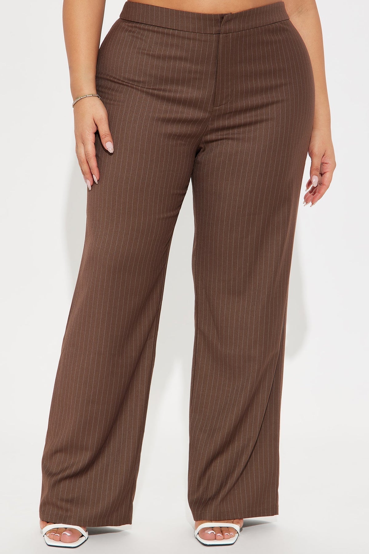 Lesson Learnt Pinstripe Trouser - Mocha