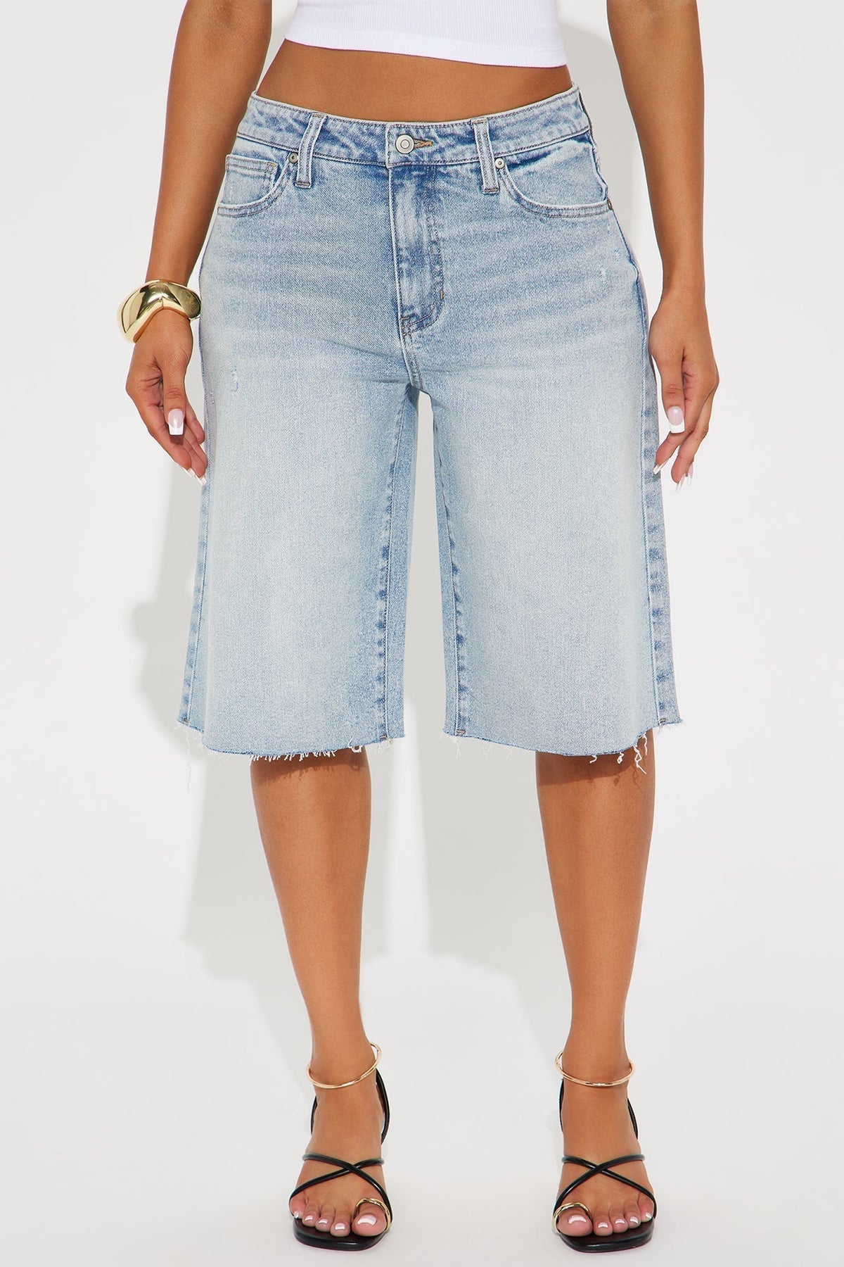 Go On Your Way Stretch Baggy Denim Shorts - Light Wash