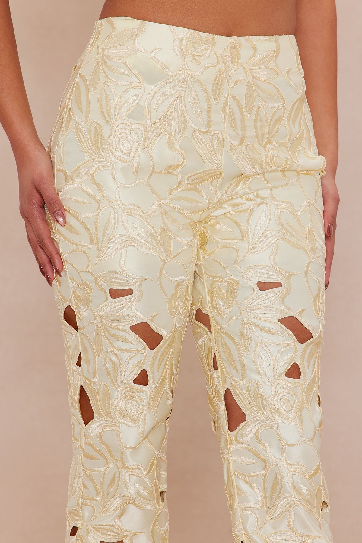 Alexandria Embroidered Pant - Yellow
