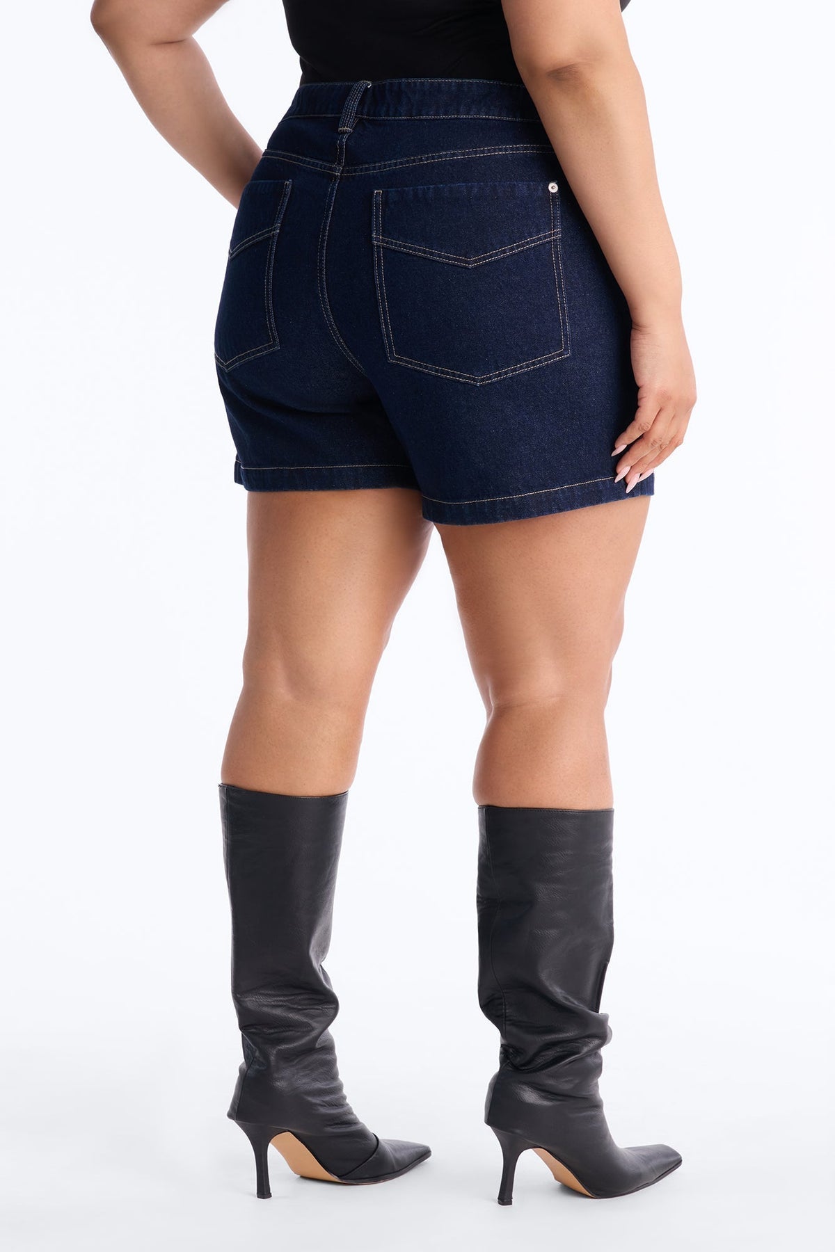 Night Borough Pleated Denim Shorts - Dark Wash