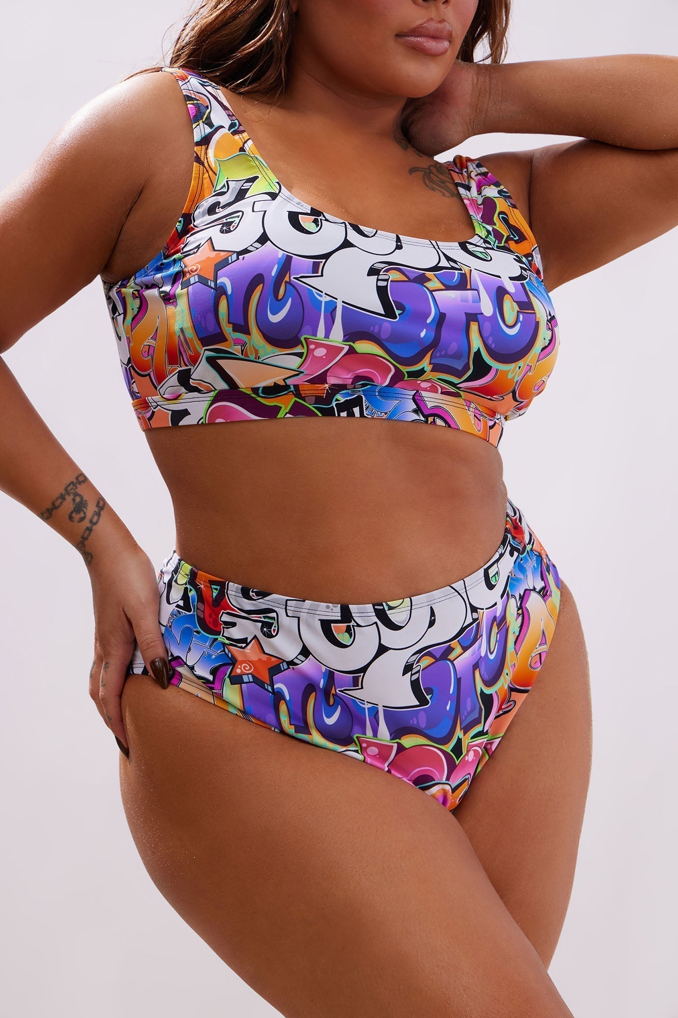 All That Graffiti High Rise 2 Piece Bikini - Multi Color