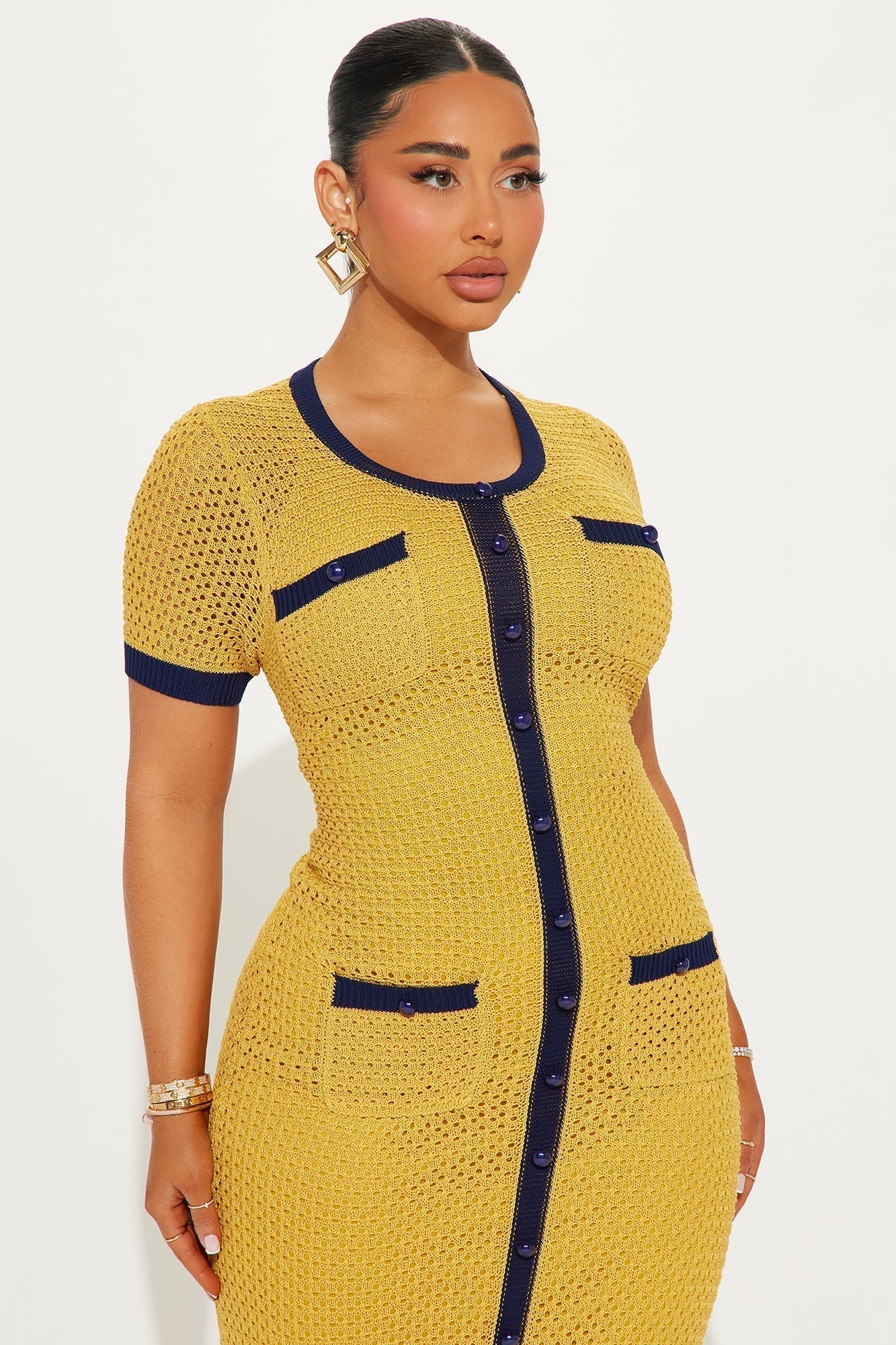 Elena Crochet Maxi Dress - Mustard/combo