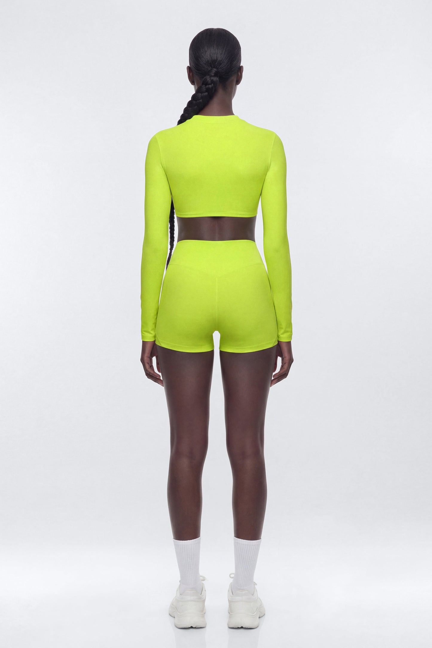 AirSculpt™ 3″ Mesh Contrast Sports Biker Short - Chartreuse