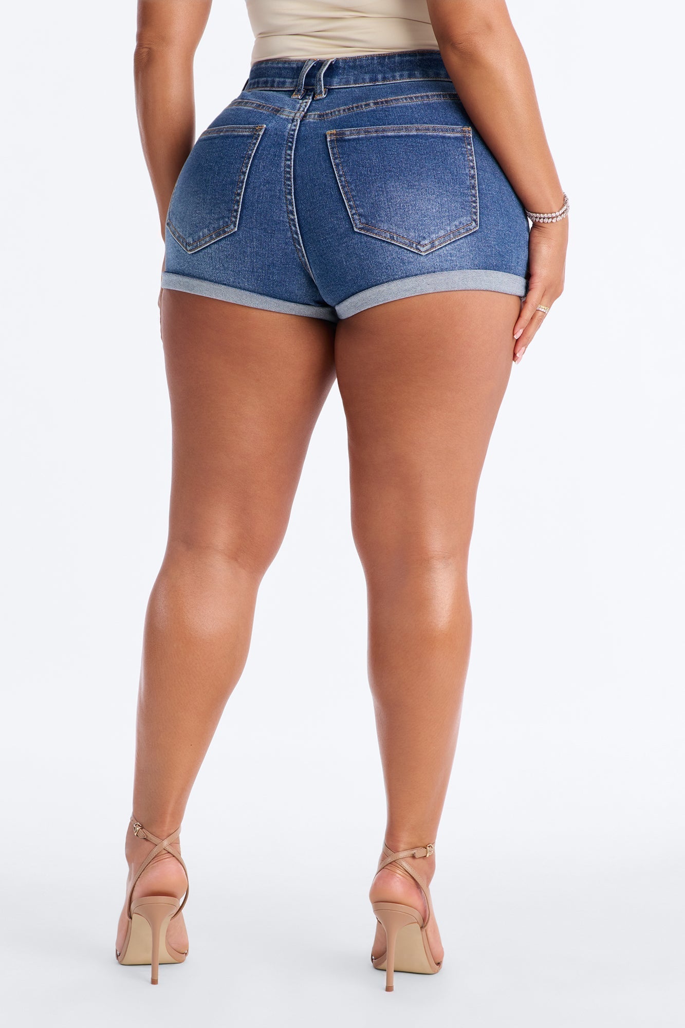Rockaway Rolled Cuff Stretch Denim Shorts - Medium Wash