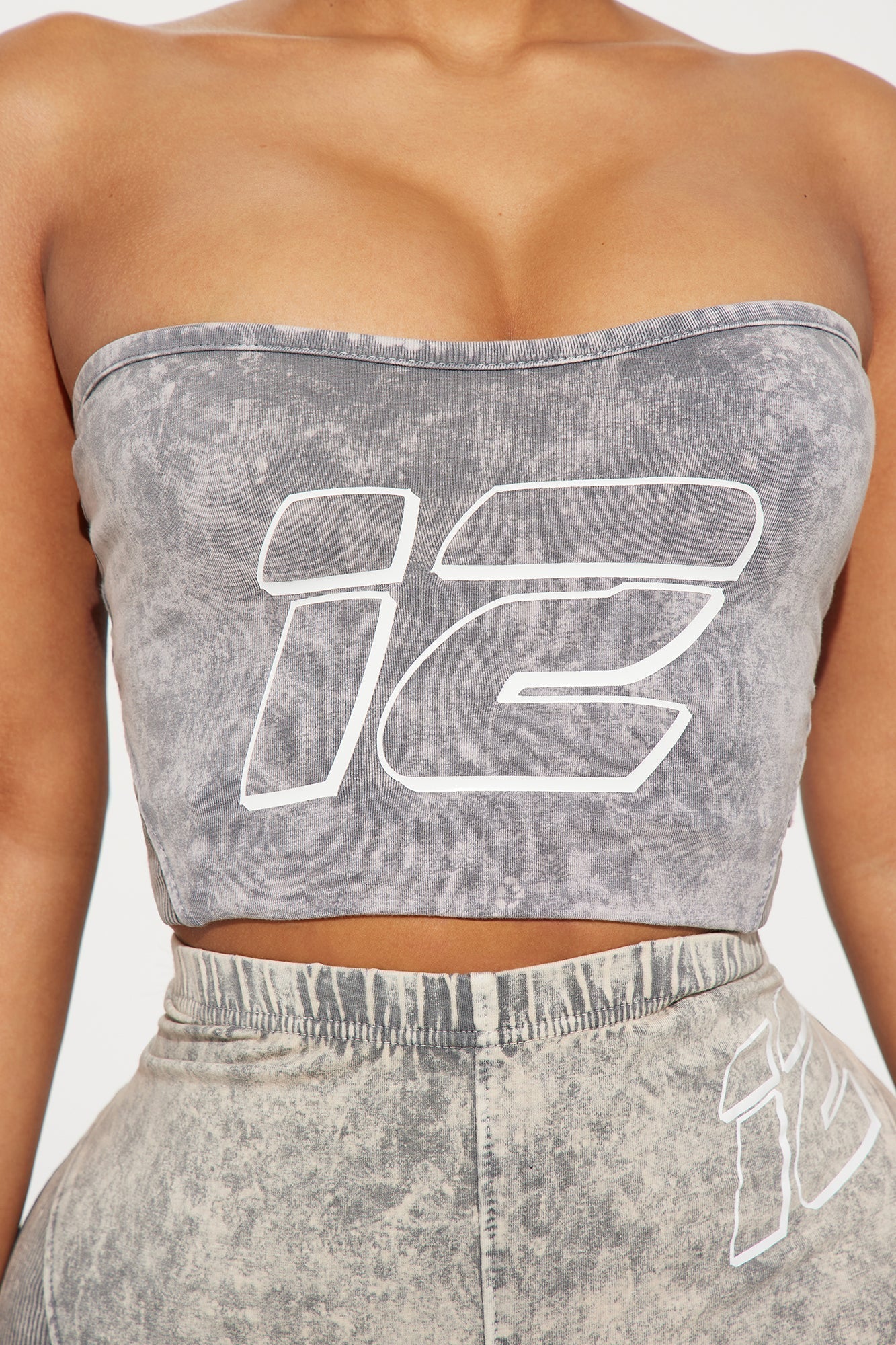 Devon Washed Tube Top - Grey/combo