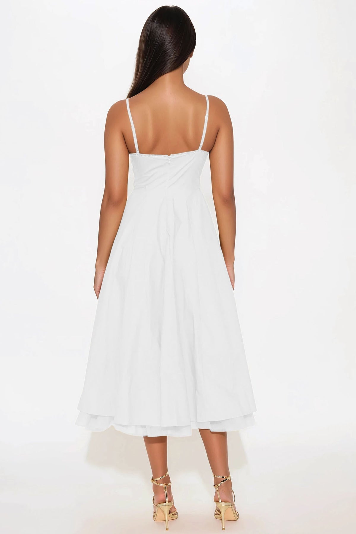 Daya Corset Poplin Midi Dress - White