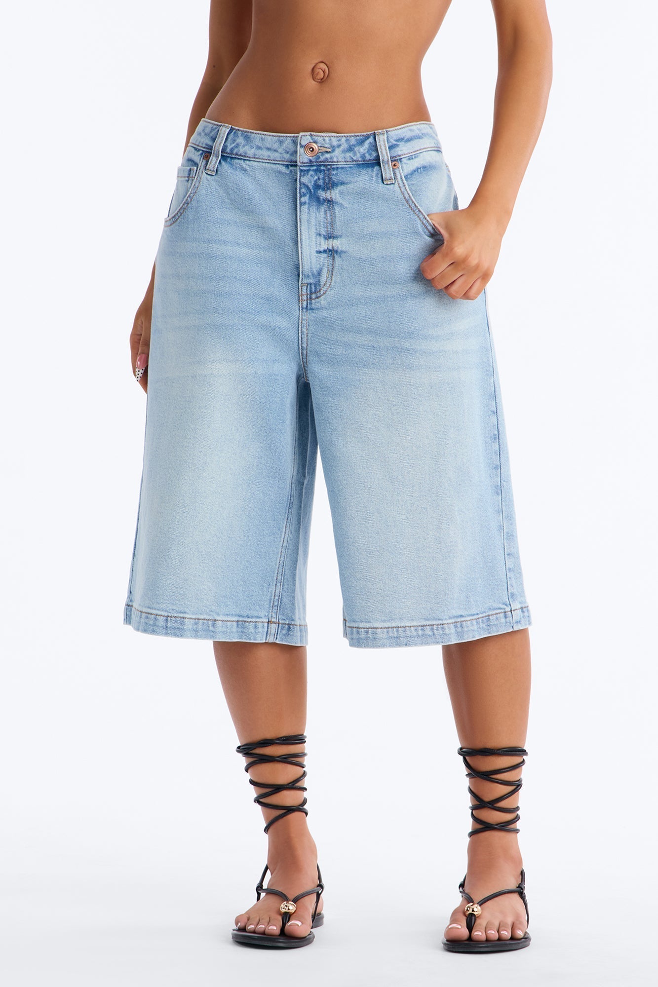 Dream Destination Denim Jorts - Light Wash