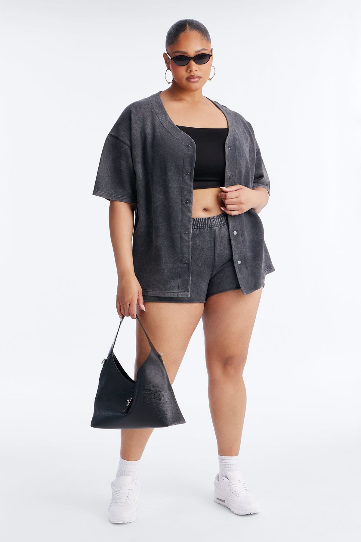 Maya Washed Micro Sweatshorts - Charcoal