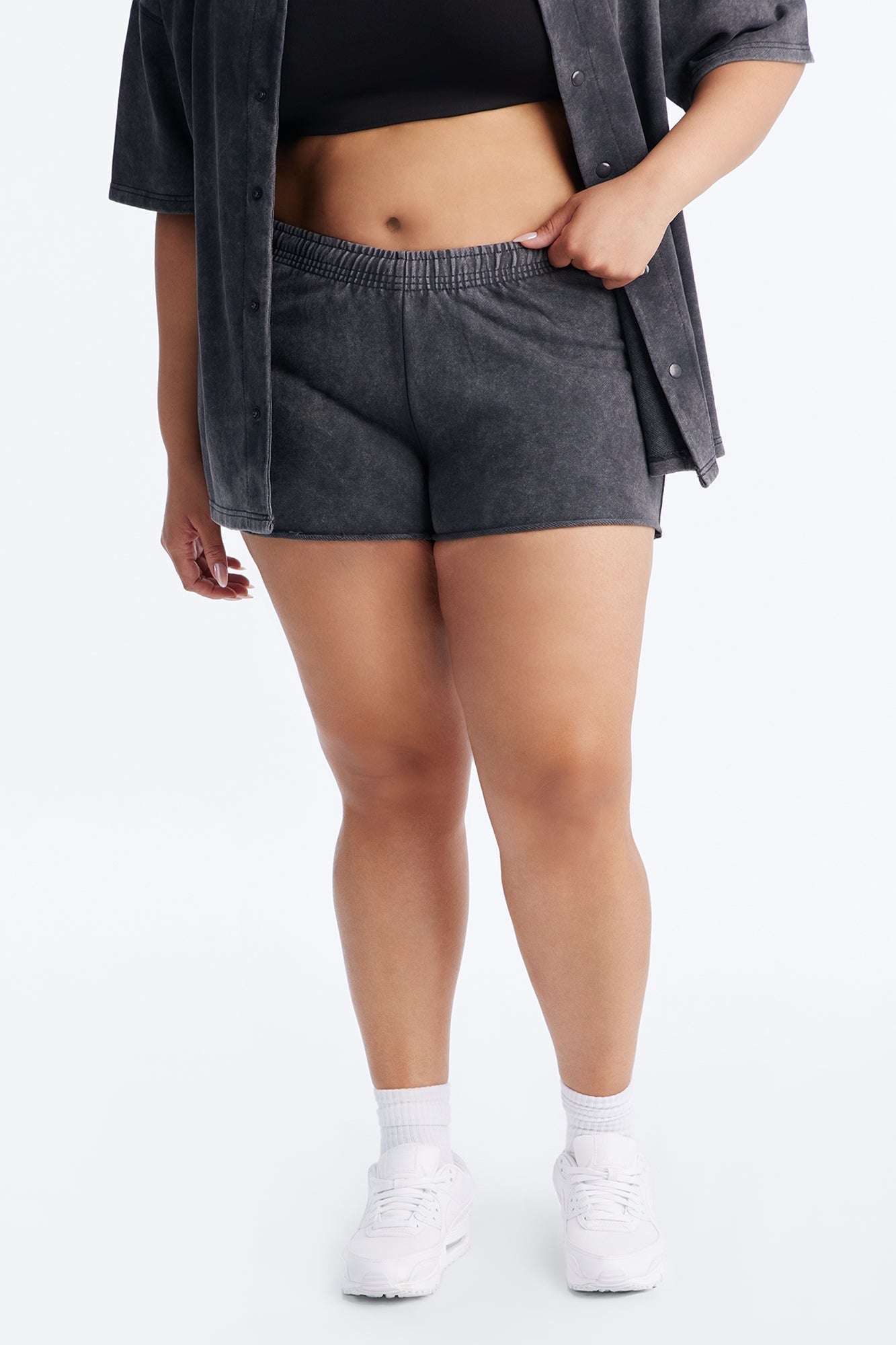 Maya Washed Micro Sweatshorts - Charcoal
