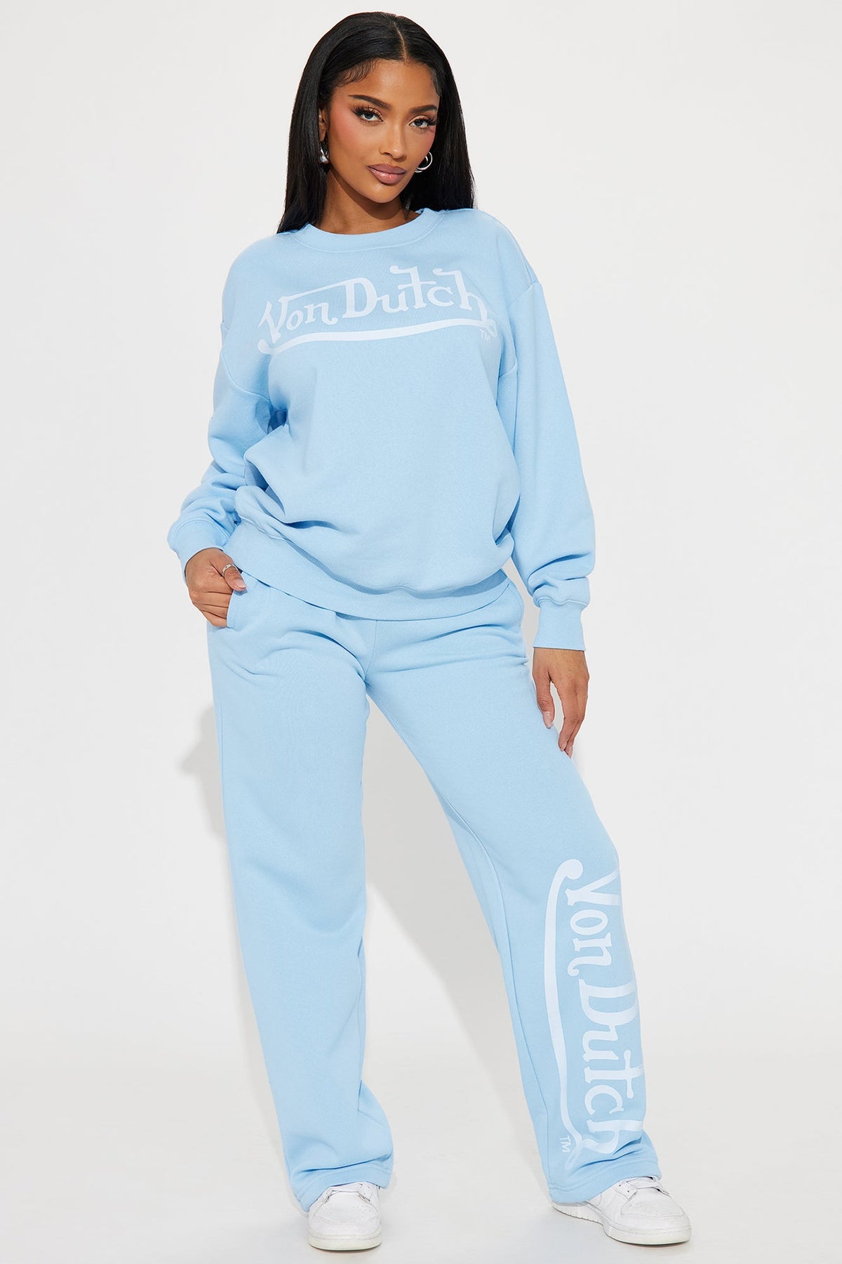 Von Dutch Distressed Wide Leg Pant - Blue