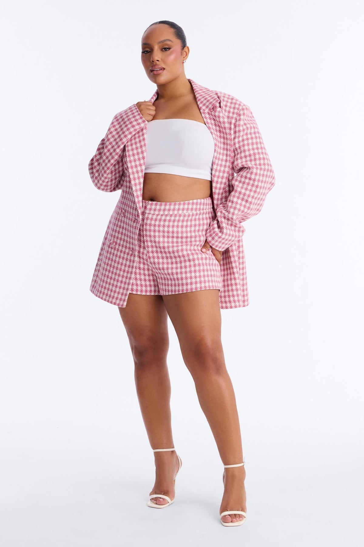 Winifred Houndstooth Short - Pink/combo