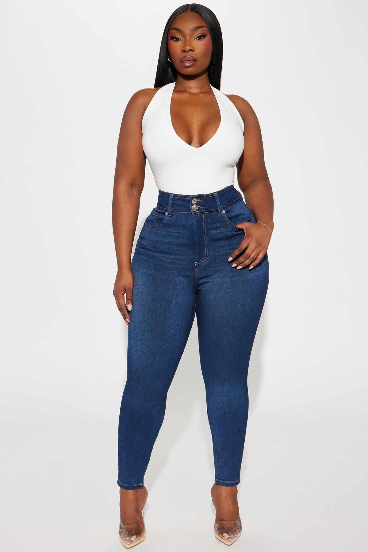 Snatch Me Tight Booty Lifter Skinny Jeans - Medium Wash