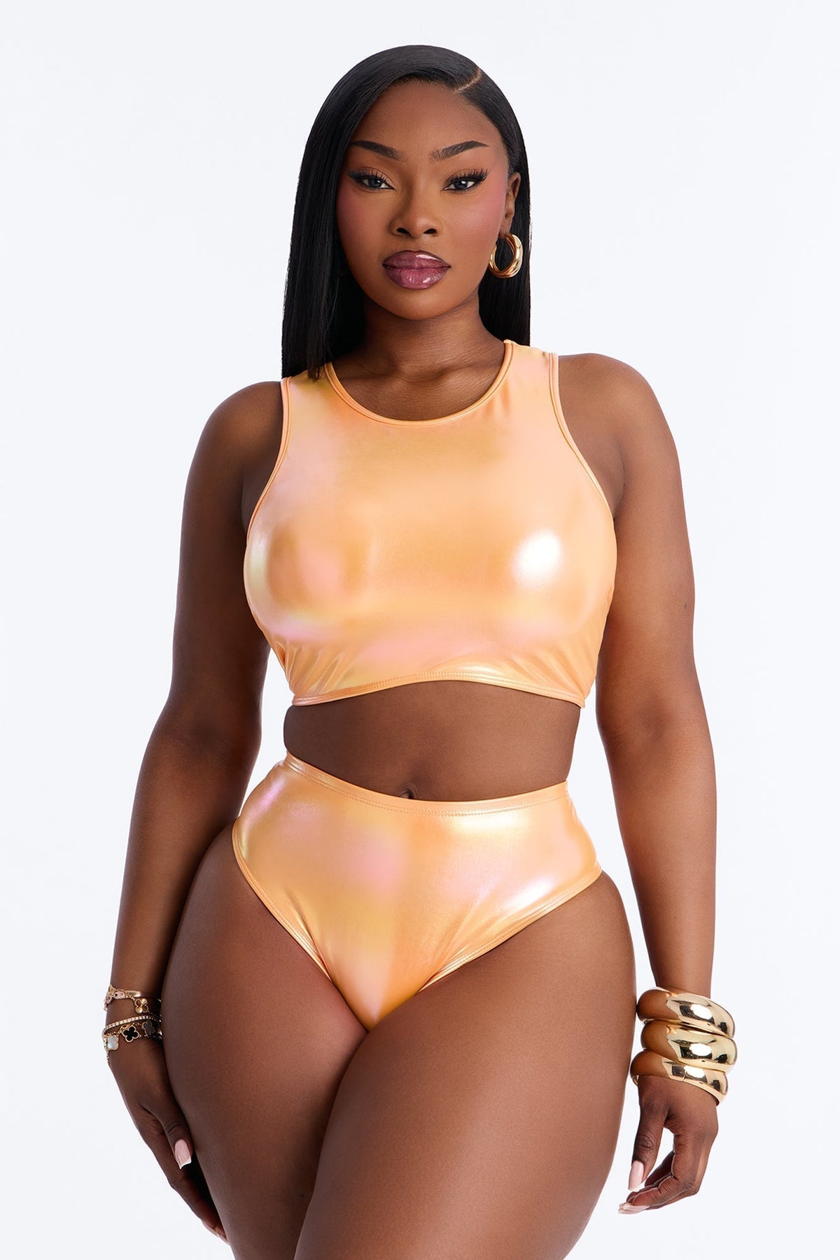 Summer Fever Shimmer Racerback 2 Piece Bikini - Orange