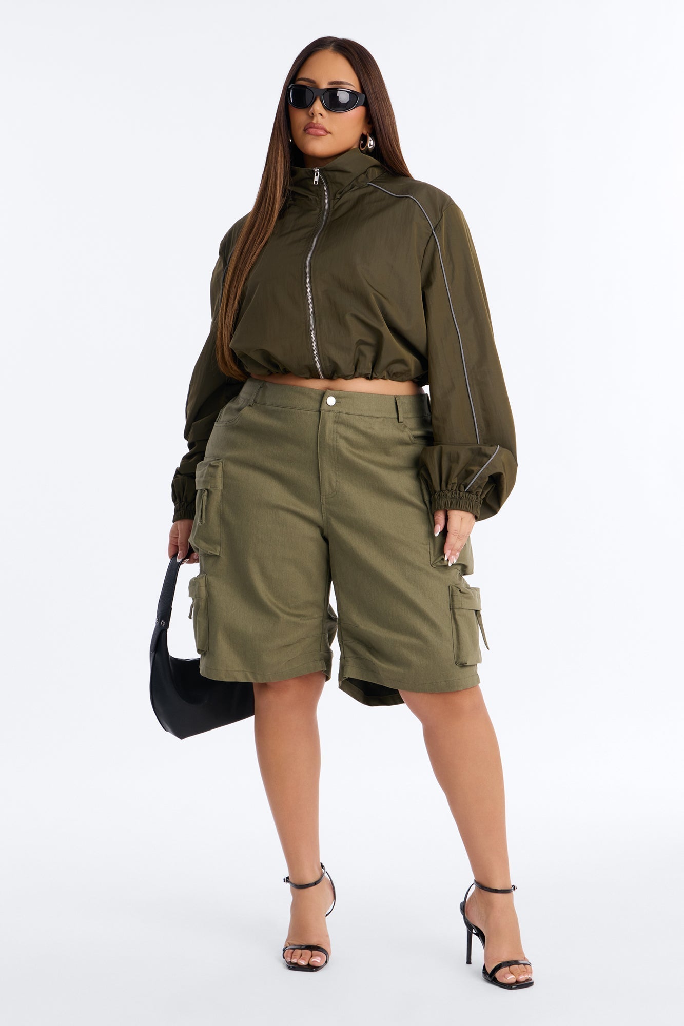 Can't Compete Low Rise Cargo Bermuda Short - Military Green