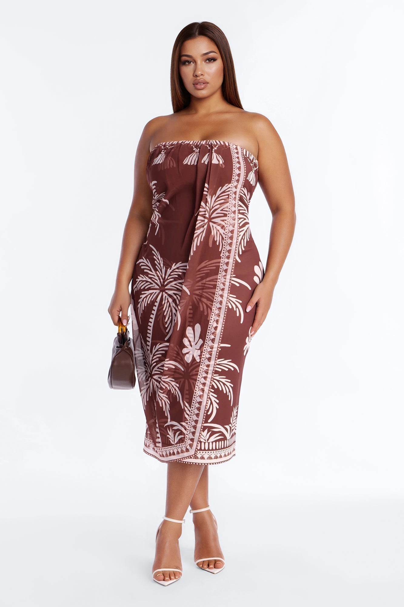 Dorian Strapless Midi Dress - Brown