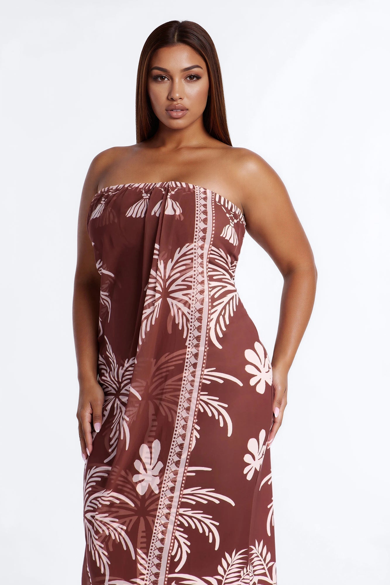 Dorian Strapless Midi Dress - Brown
