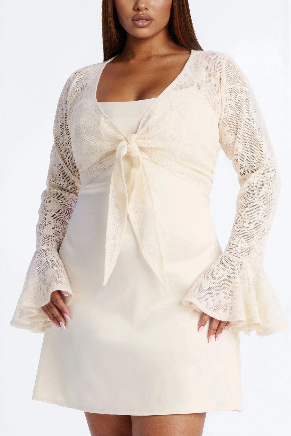 Wren Lace Mini Dress Set - Cream