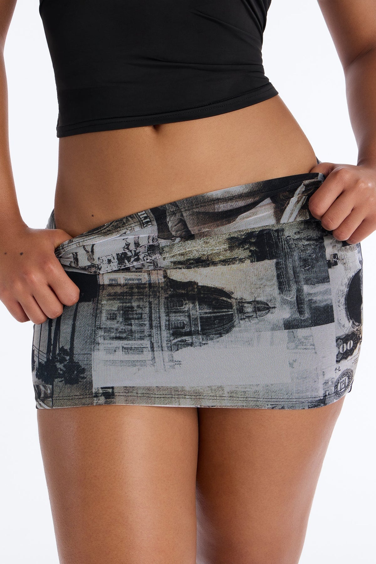 Clock It Mesh Micro Mini Skirt - Black/combo