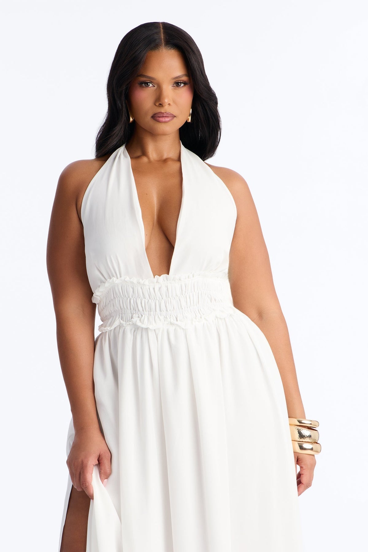 Lauryn Halter Chiffon Maxi Dress - White