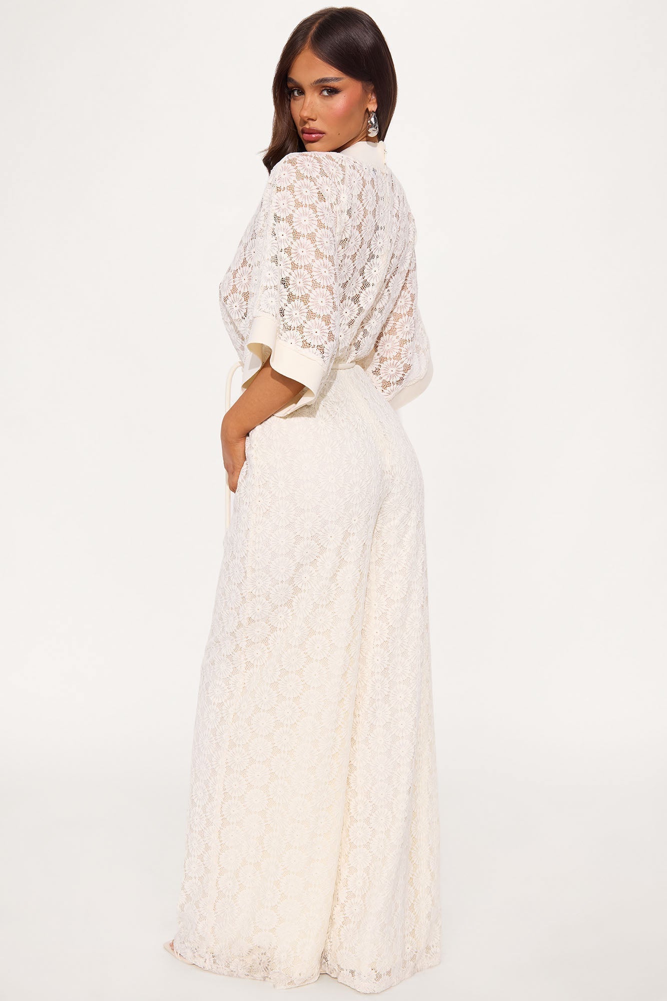Vienna Crochet Wide Leg Jumpsuit - Cream