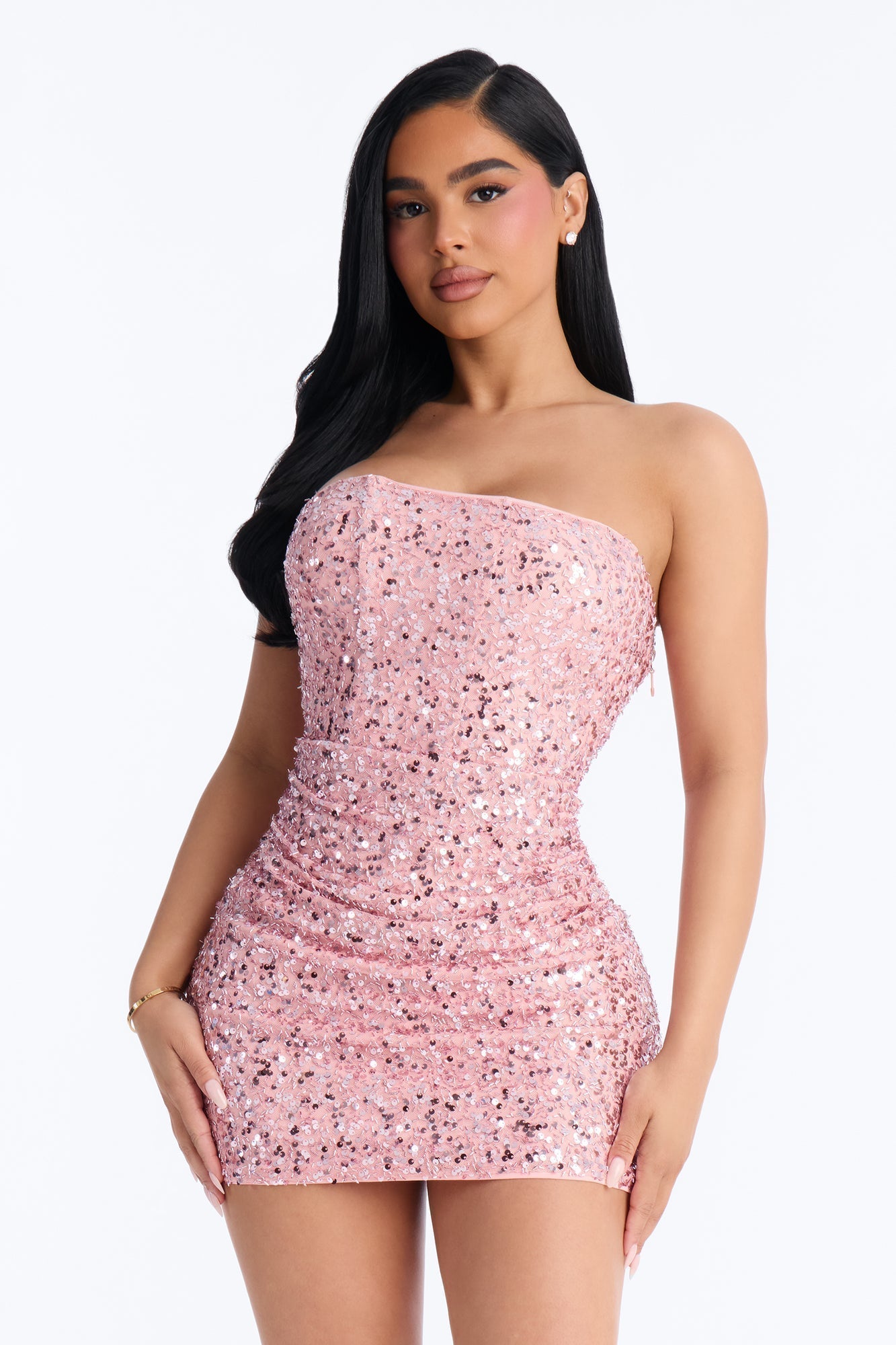 Party Girl Era Strapless Sequin Mini Dress - Pink